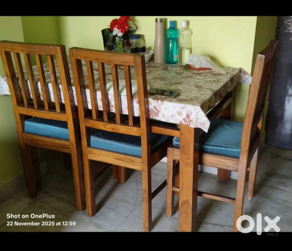 Solid Wood Dining Table with 3 Chairs – Excellent Condition