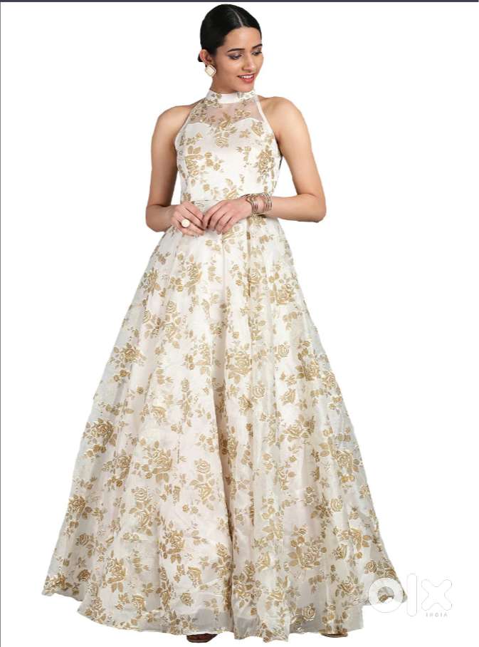 Bollywood Vogue Organza White Printed Gown