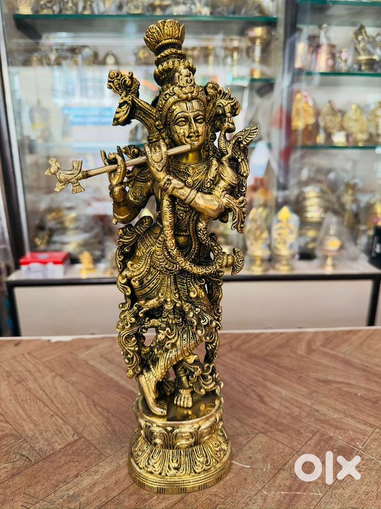Brand New Fine Brass 15 Inches Krishna Idol