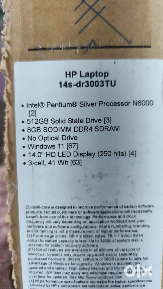 Hp laptop 14sdr3003tu intel pentium silver processor 512 gb ssd 8gb