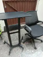 Computer Table (Rot Iron adjustable height) with Revolving chair