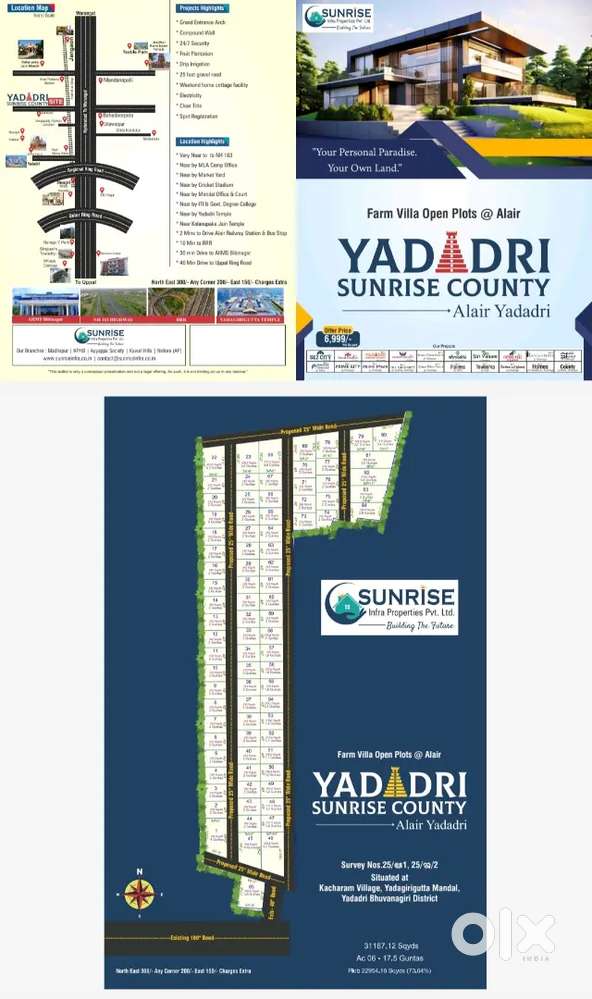 242 square yards open plots for sale in yadadri sunrise County