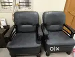 Black leatherette sofa set with coffee table