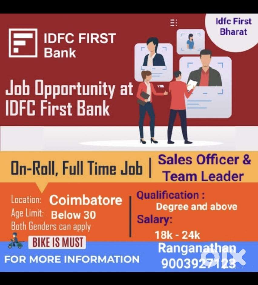 IDFC FIRST BANK - MARKETING JOB -PEELAMEDU