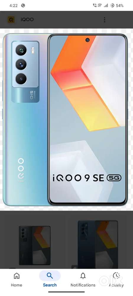 Iqoo 9se 8gb 128gb internal mobile and charger