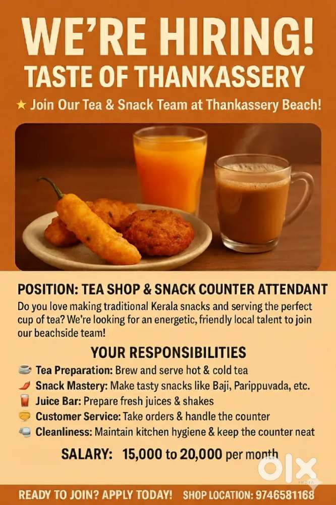 Tea and snacks maker at small shop