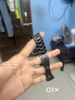 premium black metal watch rotating dial uv blue accent unique style