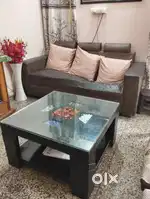 Leather sofa set with center table