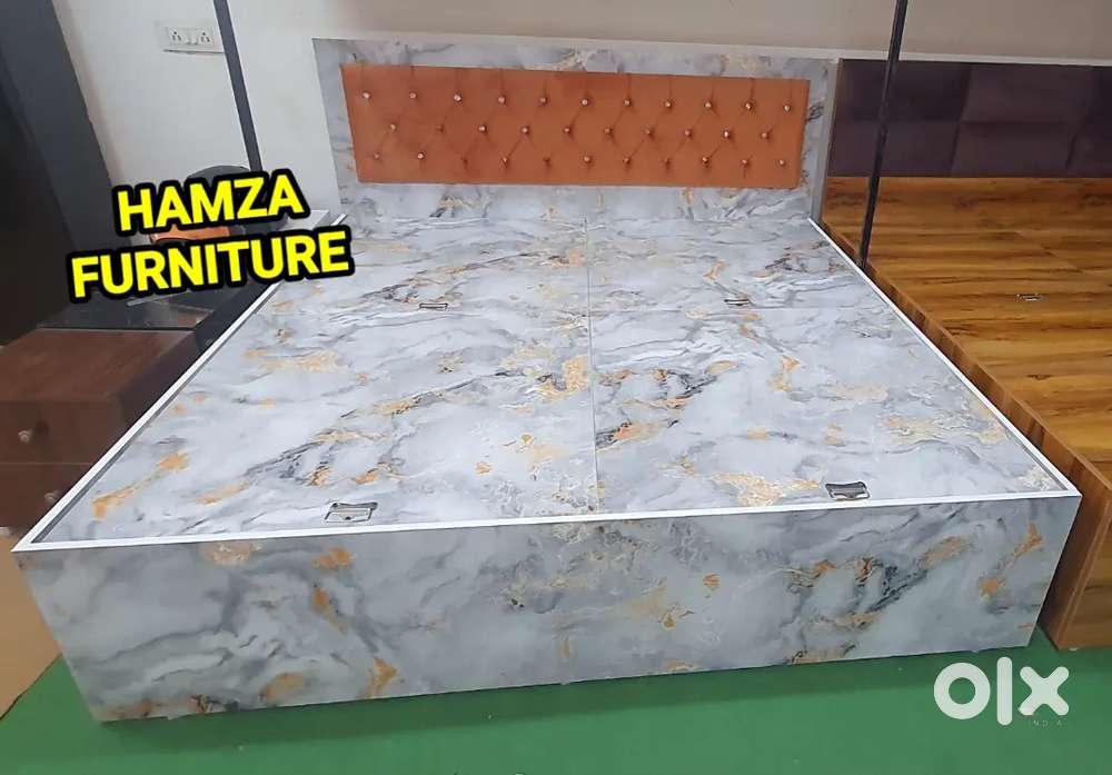 HAMZA FURNITURE New look 6by6 particle wood bed Bajaj finance availabl