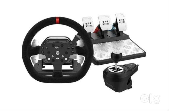 V10 Force Feedback Racing Steering Wheel With Clutch Pedal and Gear Sh