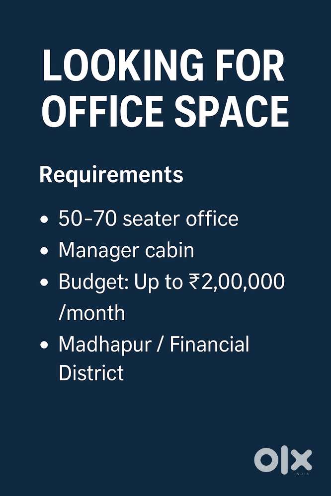 Office Space Requirement – Madhapur / Financial District, Hyderabad