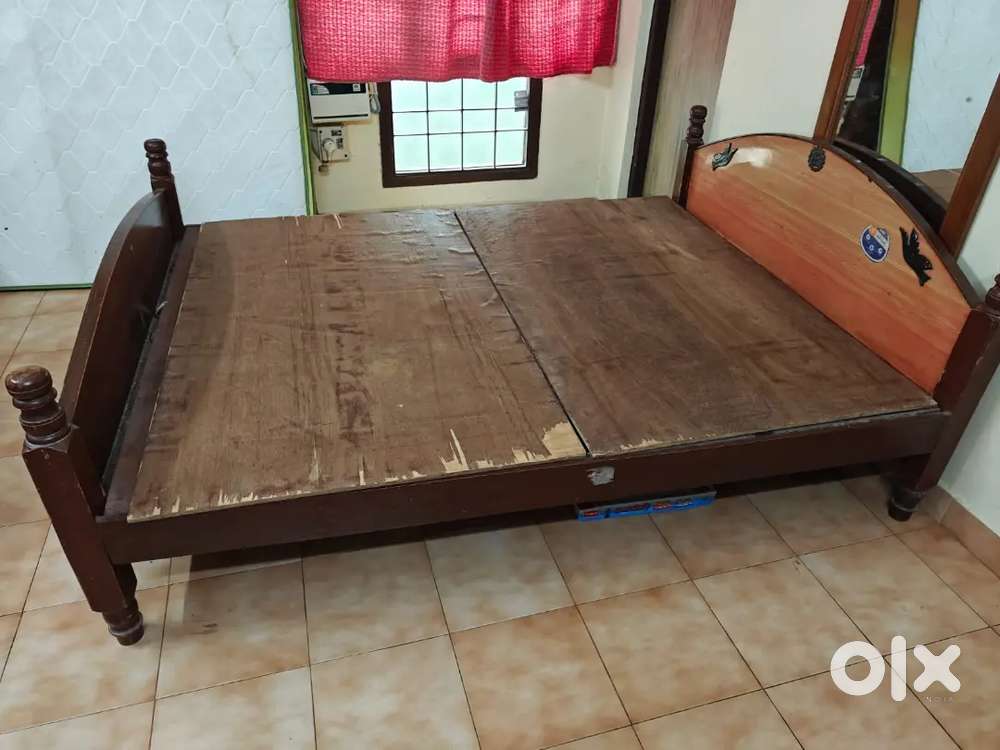 Wooden cot queen size ,Duroflex mattress,book shelf,Study n TV table