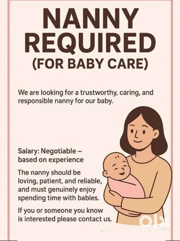 Full time live in nanny(aaya) required for 3 month baby