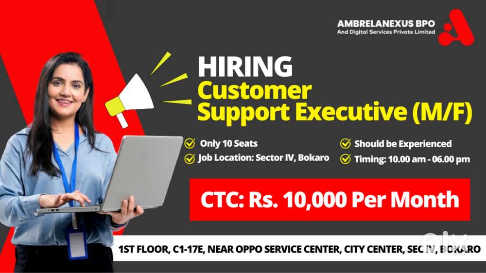 Hiring Customer Support Executive in Bokaro