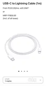 Original Apple Lighting Cable with 20W fast Charger