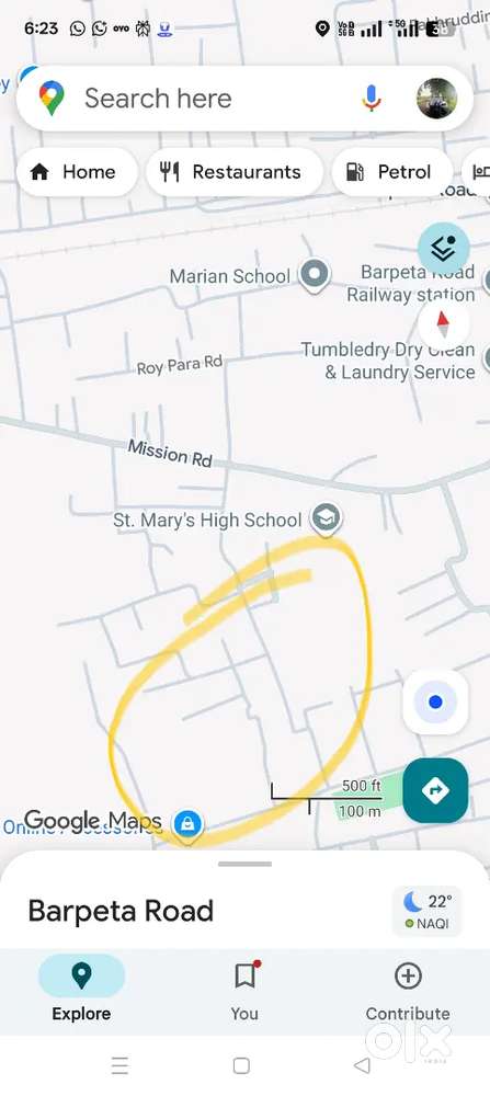 Boundary wall plot near St Mary's High school with 12 feet road