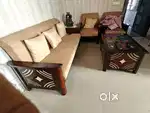 3+2 seater wooden sofa with storage center table