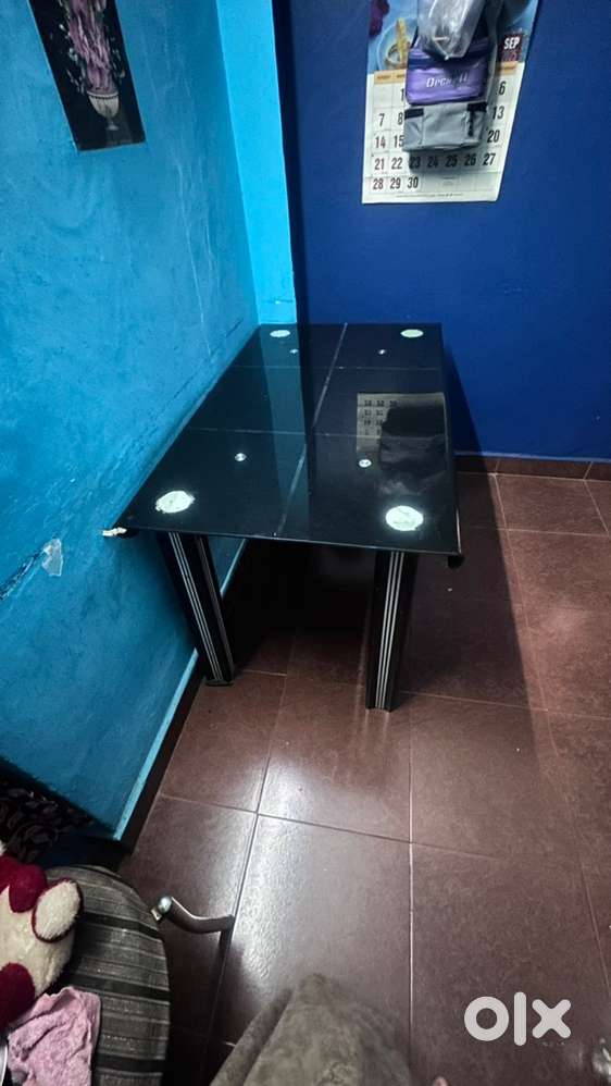 Glass dining with 4 chairs