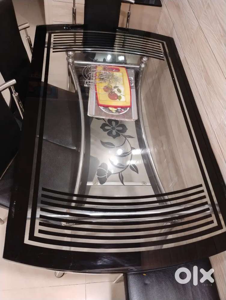 Premium 6-Seater Glass Dining Table with Chairs