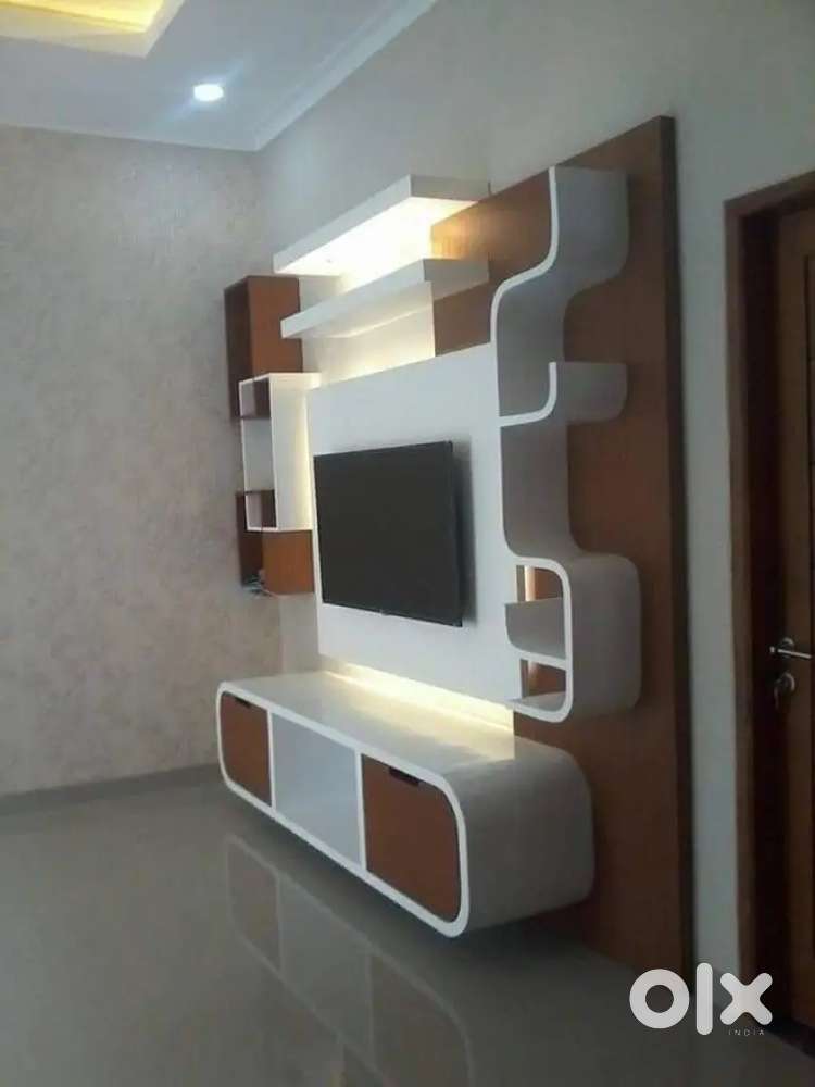 Home office in wooden furnitures work solution