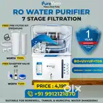 New 7 Stages RO Water Purifier Filter, 1 Year Warranty, RO+UV+UF+TDS