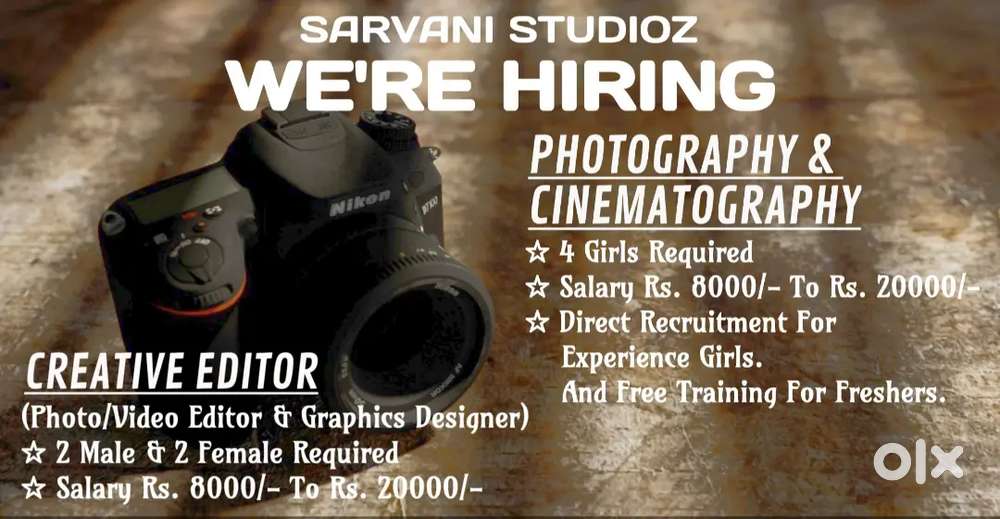 PHOTOGRAPHY & CINEMATOGRAPHY JOB