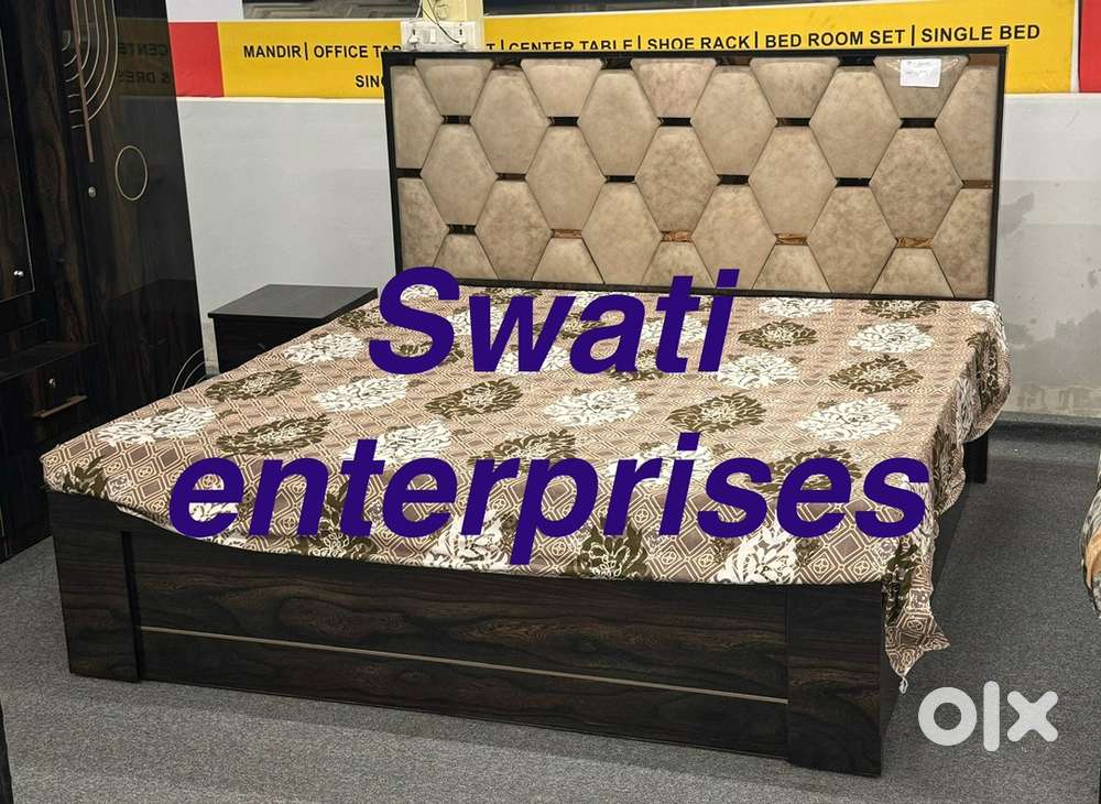 New full king size cushion headboard double bed with storage box