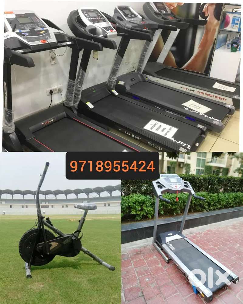 All gym equipment exercise cycle and treadmill