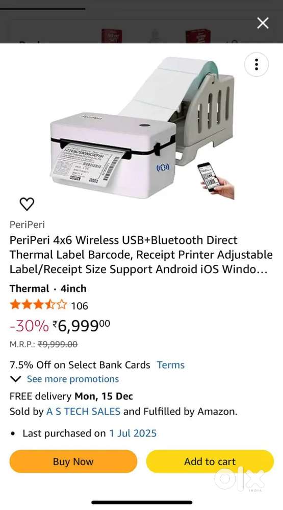 Barcode label Pro for Amazon Flipkart unused with one role