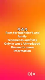 Rent for bachelor's and family