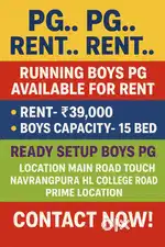 Running boys PG available for rent HL college rode Navrangpura
