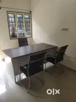 office table 6 ft by 3 ft 3 chairs one fan and floor mats