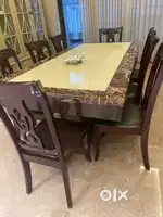 Dining table eight chairs with marble top for sale