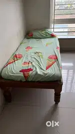 Single Cot with Mattress, Computer Table with Storage