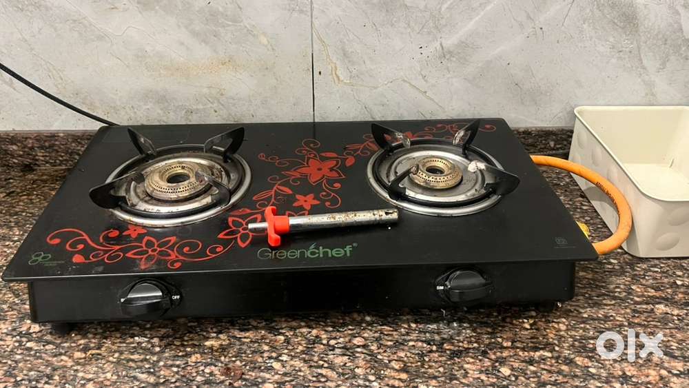 GREENCHEF Crystal Plus 2 Burner Glass Gas Stove (Black , Red), Manual