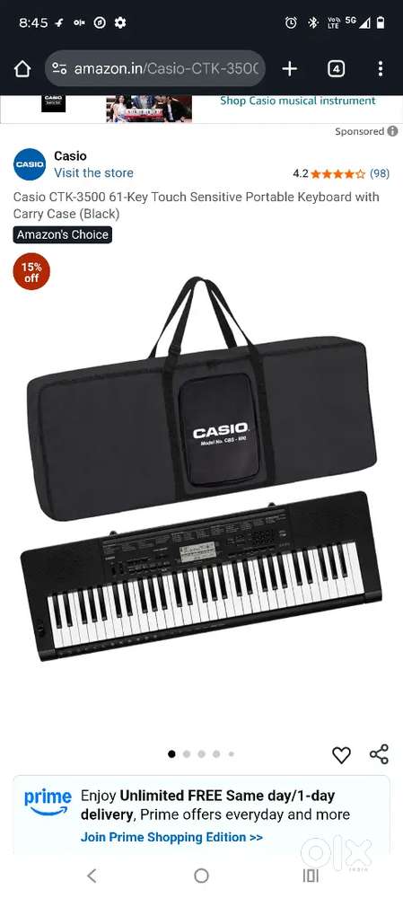 Casio keyboard ctk 3500 with stand and adapter