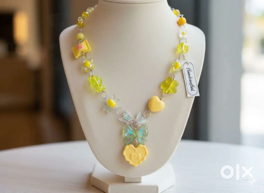 Kawaii fairytale charm necklace, handmade necklace with earrings