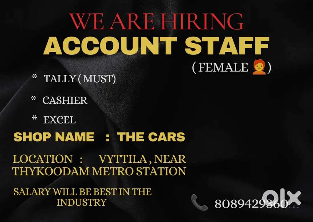 We are hiring Account staff (female)