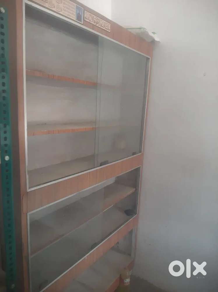 Shop wood racks and counter