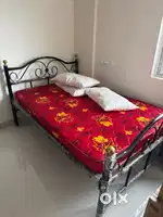 4x6 Metal cot bed queen size with matress and 2 pillows