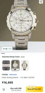 Branded Fossil Analog Watch - For Men FS4795