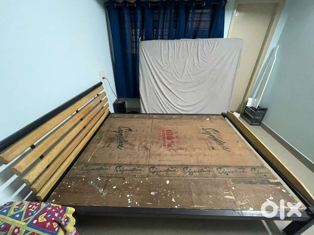 Iron cot queen size with queen size mattress