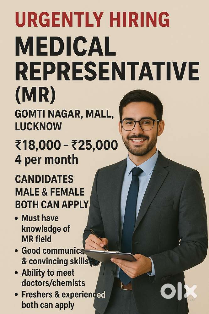 Urgently Hiring – Medical Representative (MR)  Location: Gomti Nagar