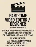 Part time video editors or designer