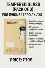 Tempered Glass (Pack of 3) for iPhone 11 Pro / X / XS - Premium