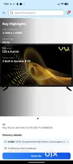 VU TV 40 with Five star Rating