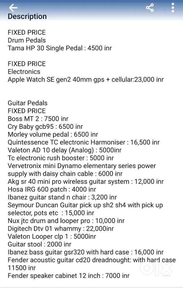 Guitar Pedals , Electronics, drum pedals etc