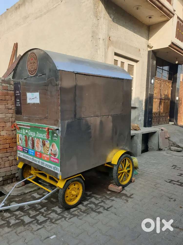 Steel food cart with bike tochan system sara kaam andar bath k kro