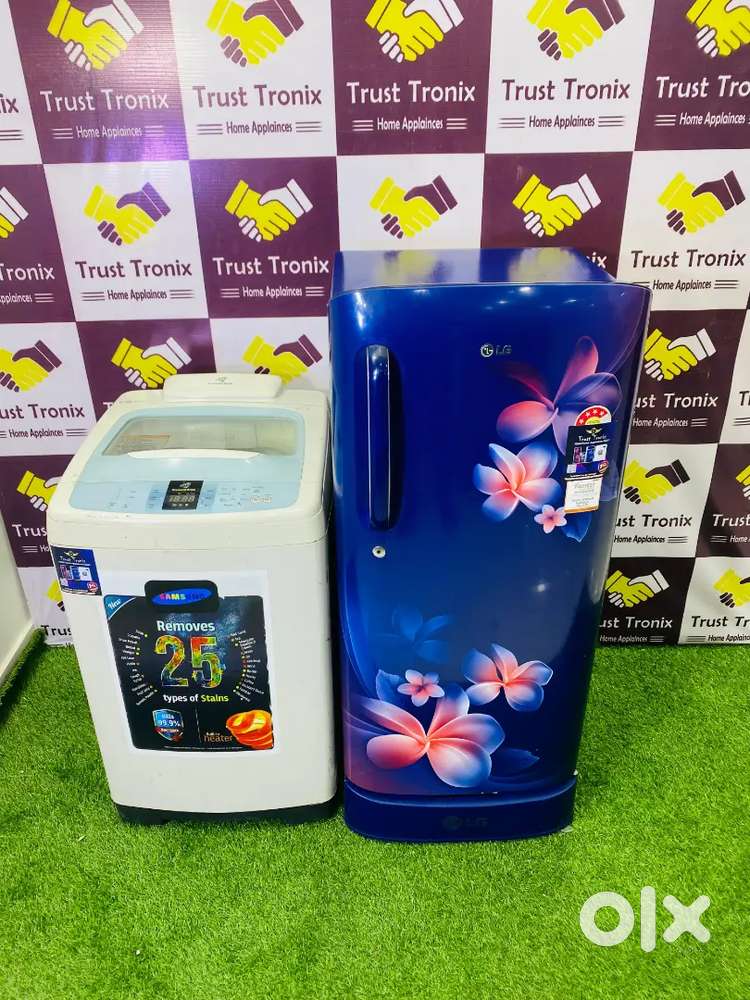 #013 diamond drum 6.2kg washing machine & 190ltrs single door fridge