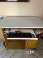 Strong wooden computer table desk/studio desk with chair